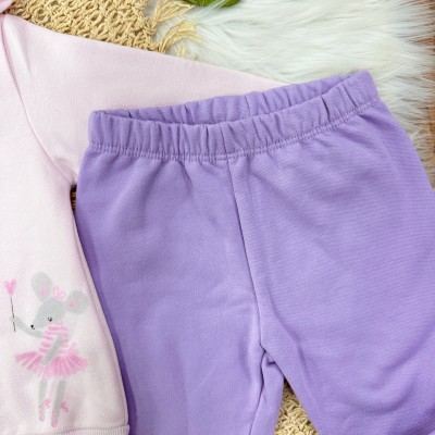  Conj. Jaqueta Ratinhas Bailarinas e Calça - Rosa e Lilás